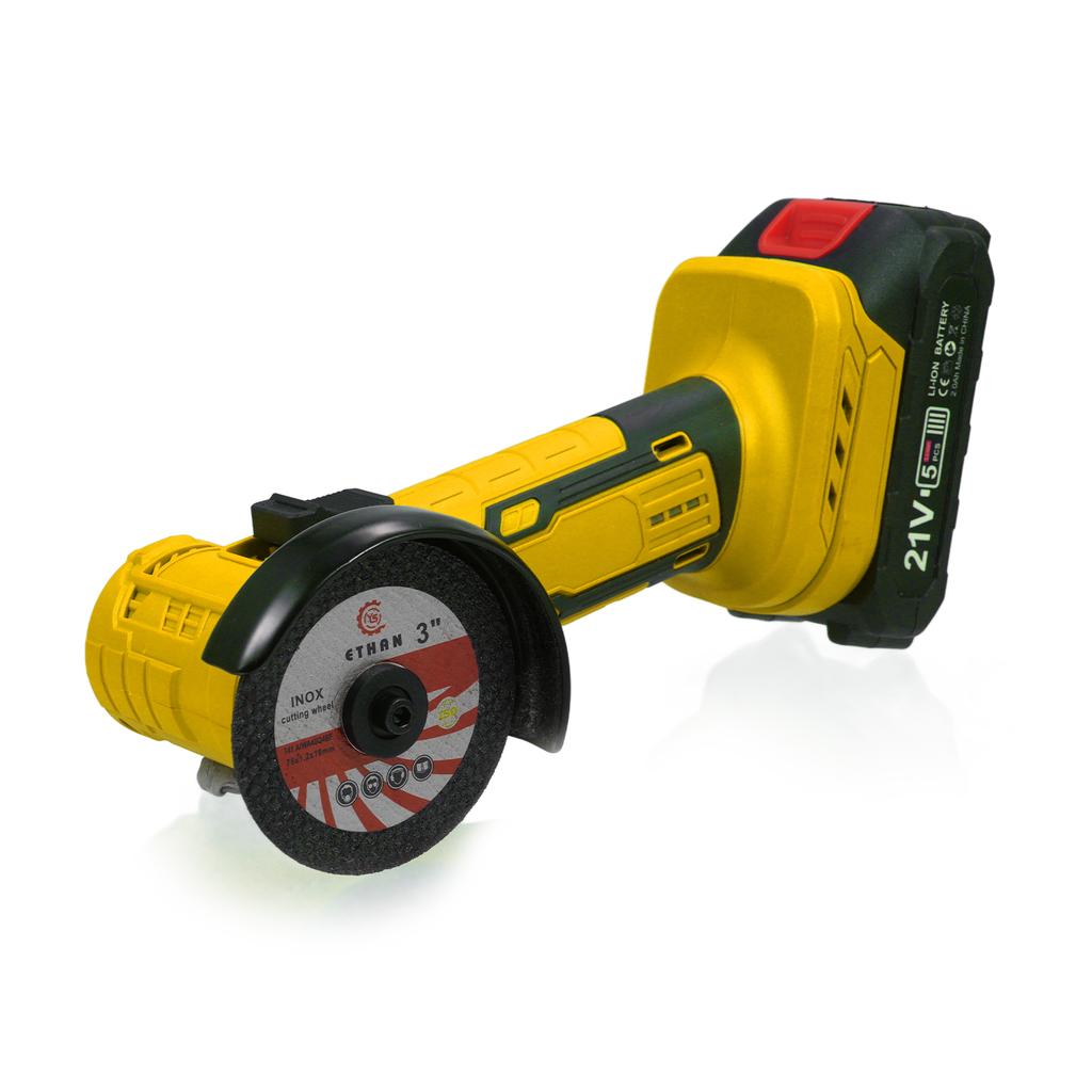 21V 19000rpm Brushless Angle Grinder with 2 Batteries, Portable Cordless Cutting Polishing Grinder, 7 Pcs Sanding