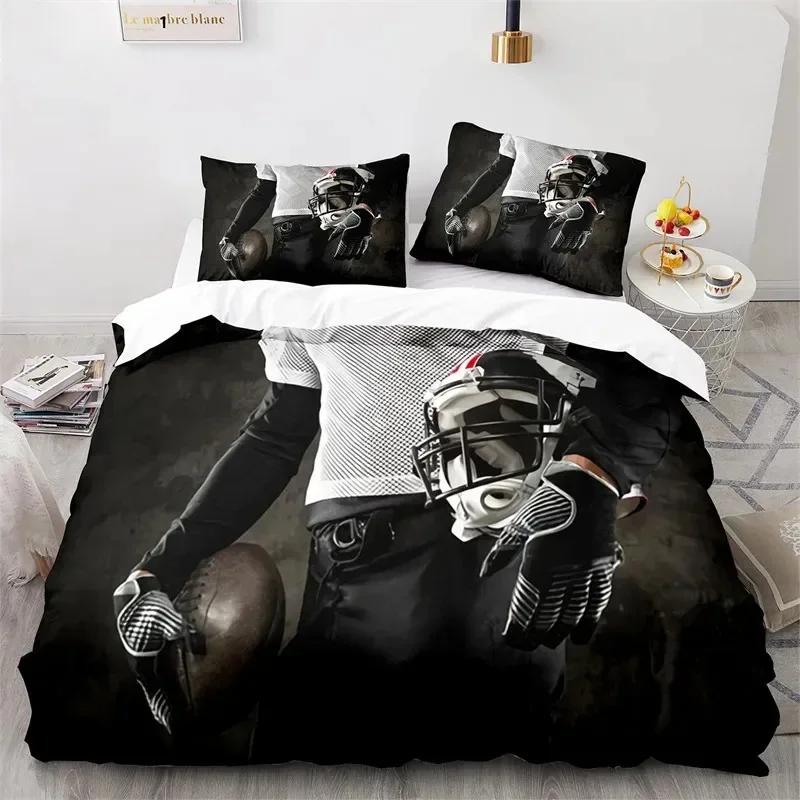 Sports Duvet Cover Set American Football Player Bedding Set For Boys Girls Children To Soft Ball Sport Quilt Cover