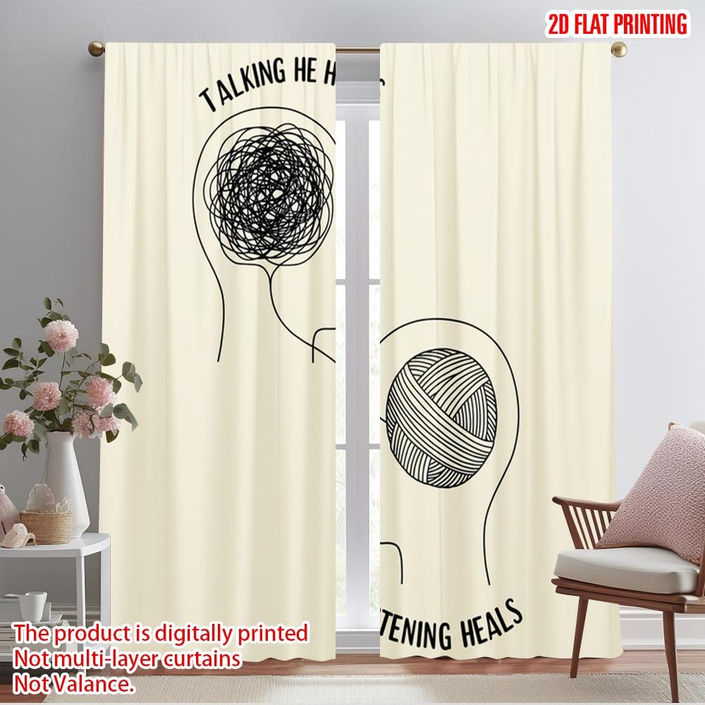 

2pcs 2D flat printing Curtains Talking Helps Listening Heals Fabric Without Electricity Holiday Decorations Use for Door Wall 52.50×116.00 CM 2pcs