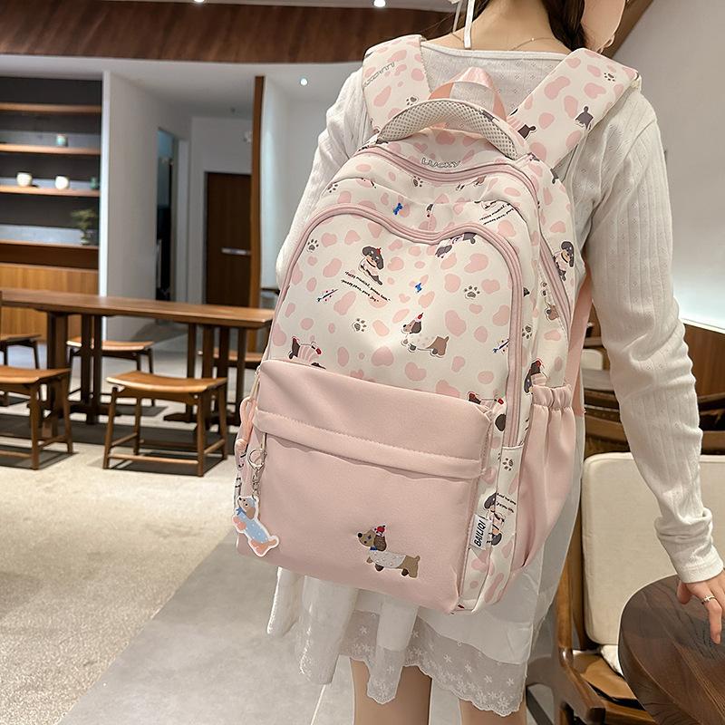Schoolbag College Wind Junior High School Student Dachshund Dog Backpack Outdoor Travel Girl Backpack Contrasting Color Versatile Travel Bag