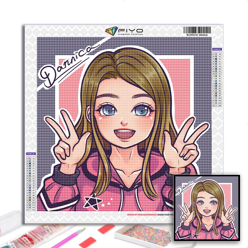 5D diamantmaleri Full diamant tegneserie jentebilde diamantmaleri Håndlaget diy-diamantmosaikkmaling Hjemdekorasjon