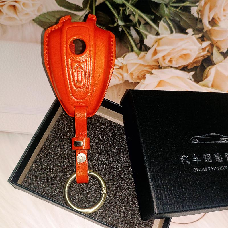 For BMW R18 2020-2024 R18B Bagger R18 Transcontinental Leather Motorcycle Key Cover Case Fob Keychain CNC Machined Accessories