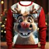 Autumn and Winter Christmas Men 3D Printed Cartoon Christmas Reindeer Round Neck Hoodie 3D Fun 3D Printed Christmas Long Sleeved