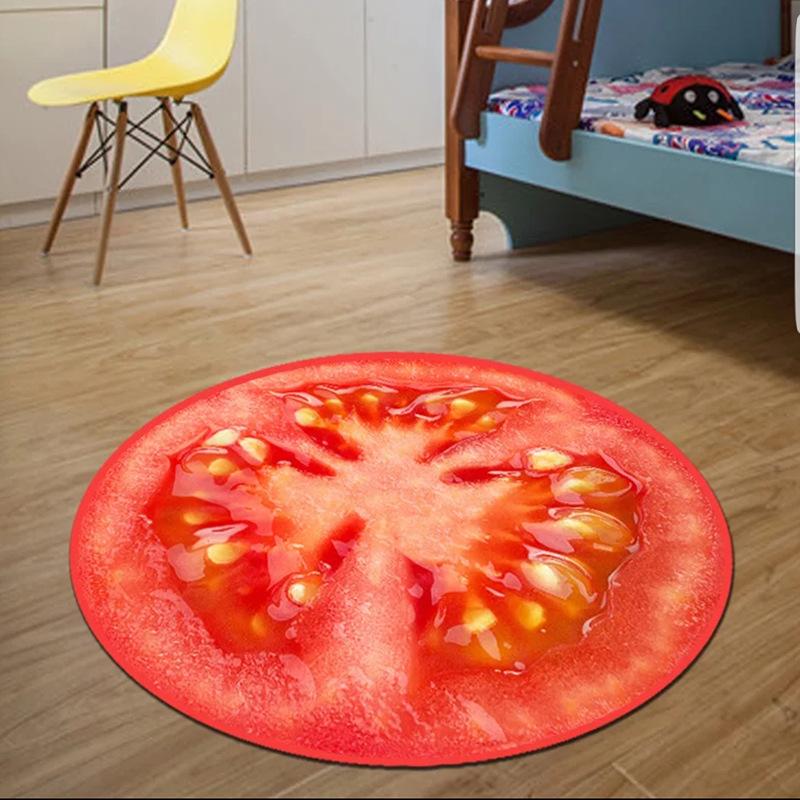 Funny Fruit Round Carpet Watermelon Tomato Kiwi Lemon rug Living Room Bedroom Warm Wear Resistant Anti Slip Mat Home Decoration