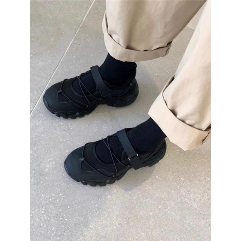

Hong Kong design sense ugly cute Mary Jane shoes women s spring new thick sole heightening round head casual shoes 40 чёрный