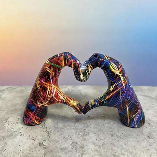 Heart Hands Sculpture Love Heart Hands Gesture Statue for Room Bookshelf Coffee Table Dining Table Centerpiece