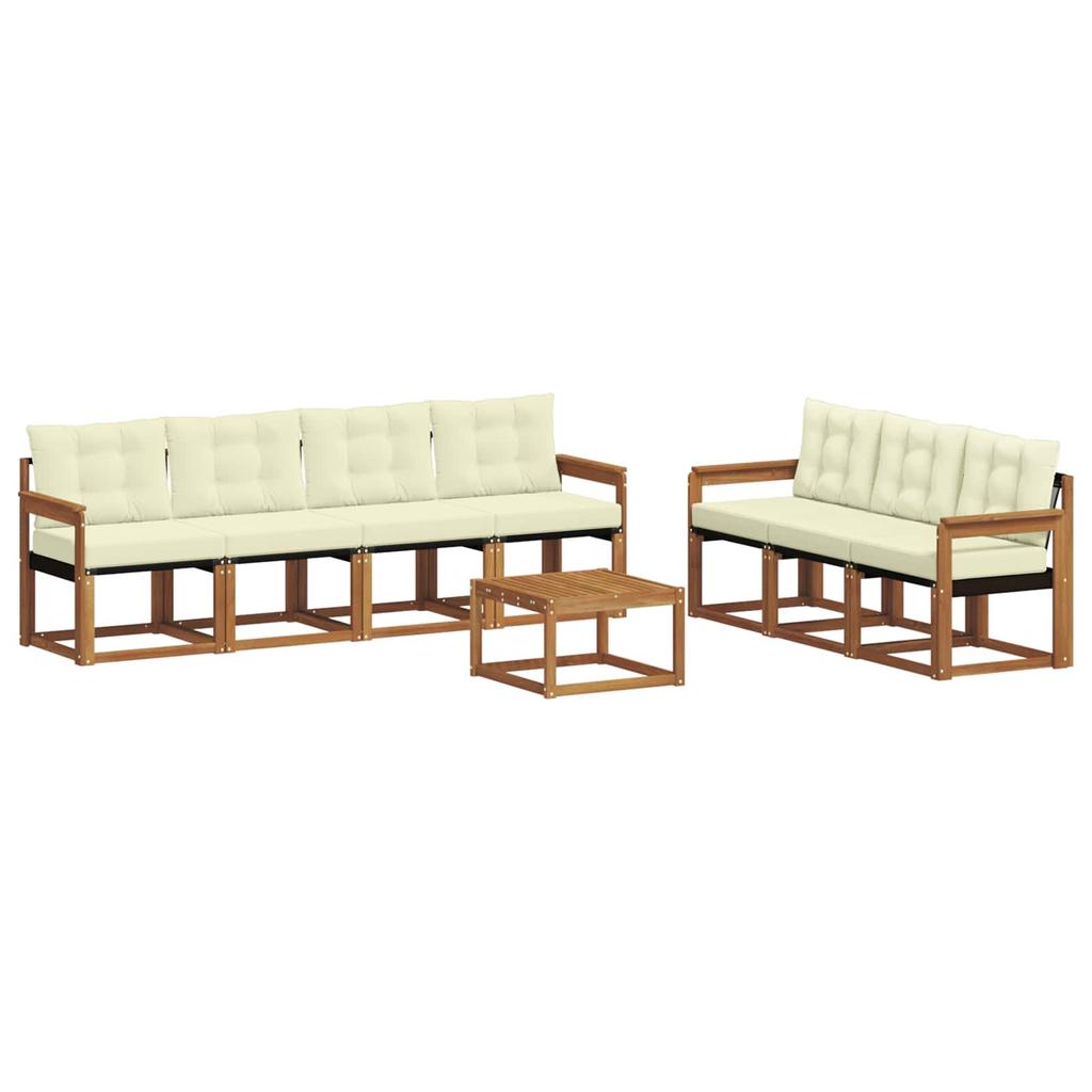 Outdoor Sofa Set with Cushions 8 pcs Natural and Cream