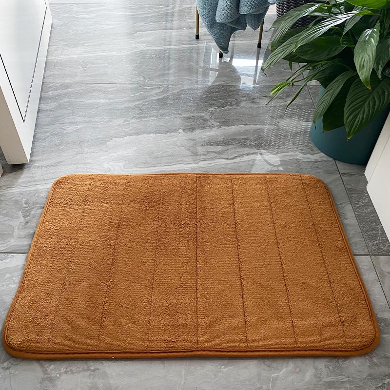 Quilted Coral Fleece Floor Mats: Perfect for Bedroom, Entrance, Bathroom, and Toilet; Absorbent, Embroidered Design.