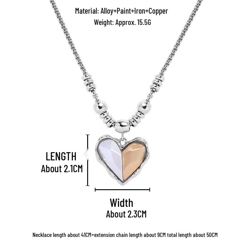 Blue & White Gradient Crushed Ice Heart Necklace - Women's Light Luxury Niche Clavicle Chain, Cool Original Design.