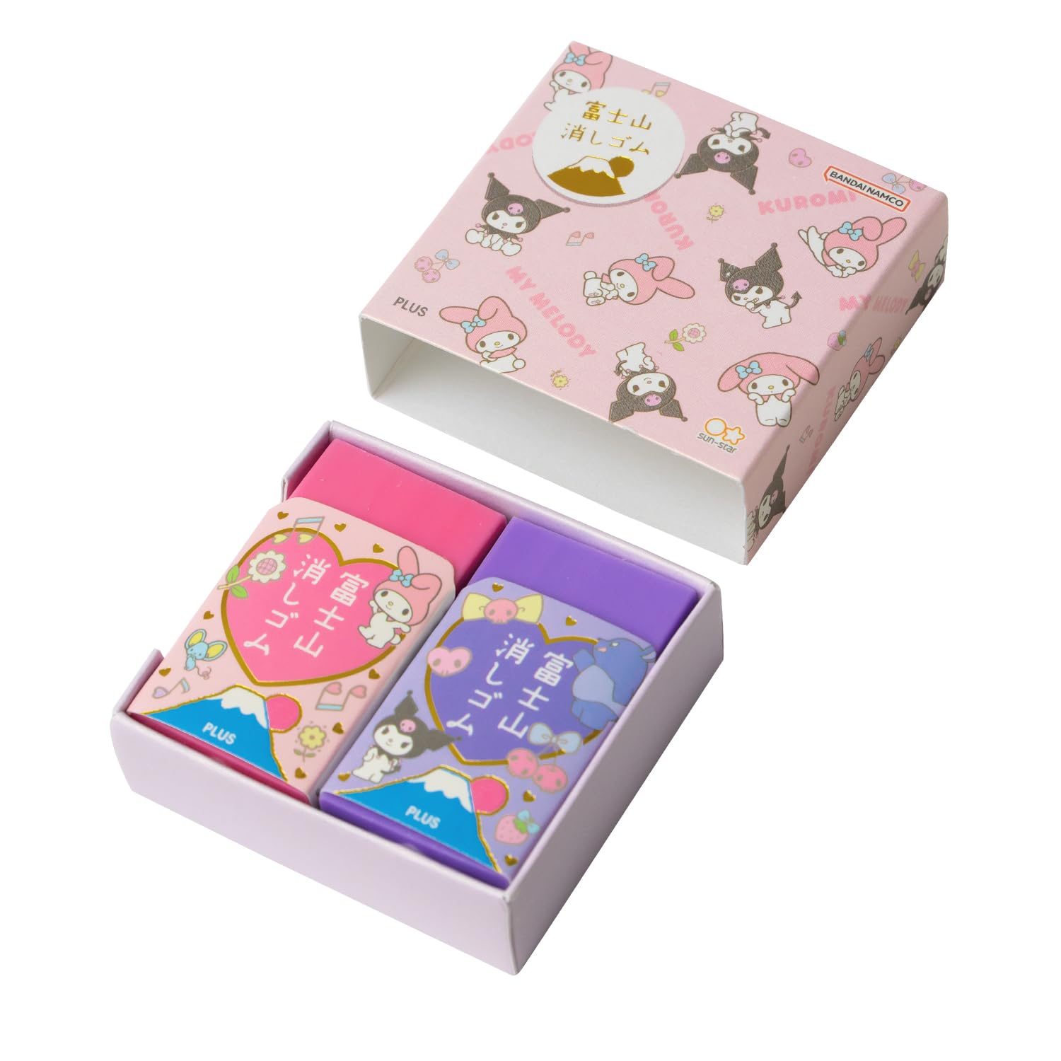 PLUS Eraser Air-In, Mt. Fuji-Shaped Eraser, Limited Edition My Melody & Kuromi, ER-100AIF-SR-2P 36-617 x1