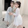 Girls' White Dress Spring Dress Big Children's Skirt Long-sleeved Lace Princess Dress