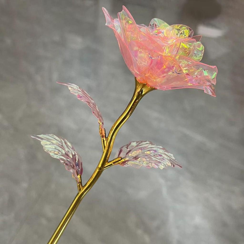 Gold Foil Single Stem Rose - Perfect Artificial Flower Gift for Valentine's, Mother's Day, Teacher's Day, or Christmas