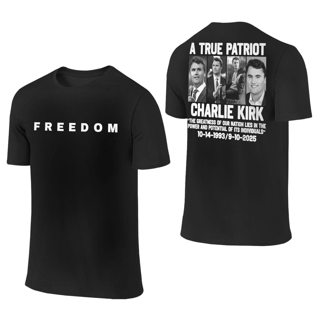 Men Women T-Shirts Freedom Charlie Kirk Eagle Prayer 100% Cotton Tee Shirt True Patriot T Shirts Clothes 2-sided Graphic Printed