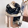 1116 New Simple Thousand Birds Scarf Women's Autumn and Winter Versatile Light Luxury Long Thickened Imitation Cashmere Warm Shawl