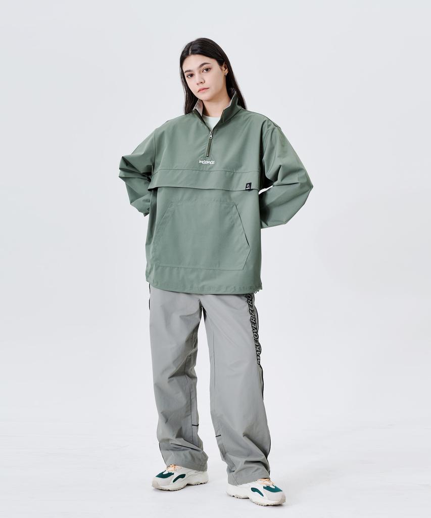 Mozmoz Center Embroidery Back Label Functional Anorak Khaki