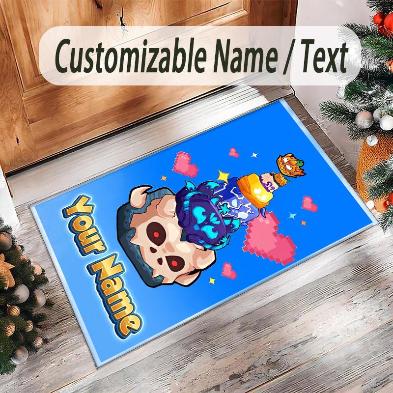 Personalized Crystal Velvet Carpet Custom Name Text,Blox Fruits Anti Slip Area Rug For Home Decoration