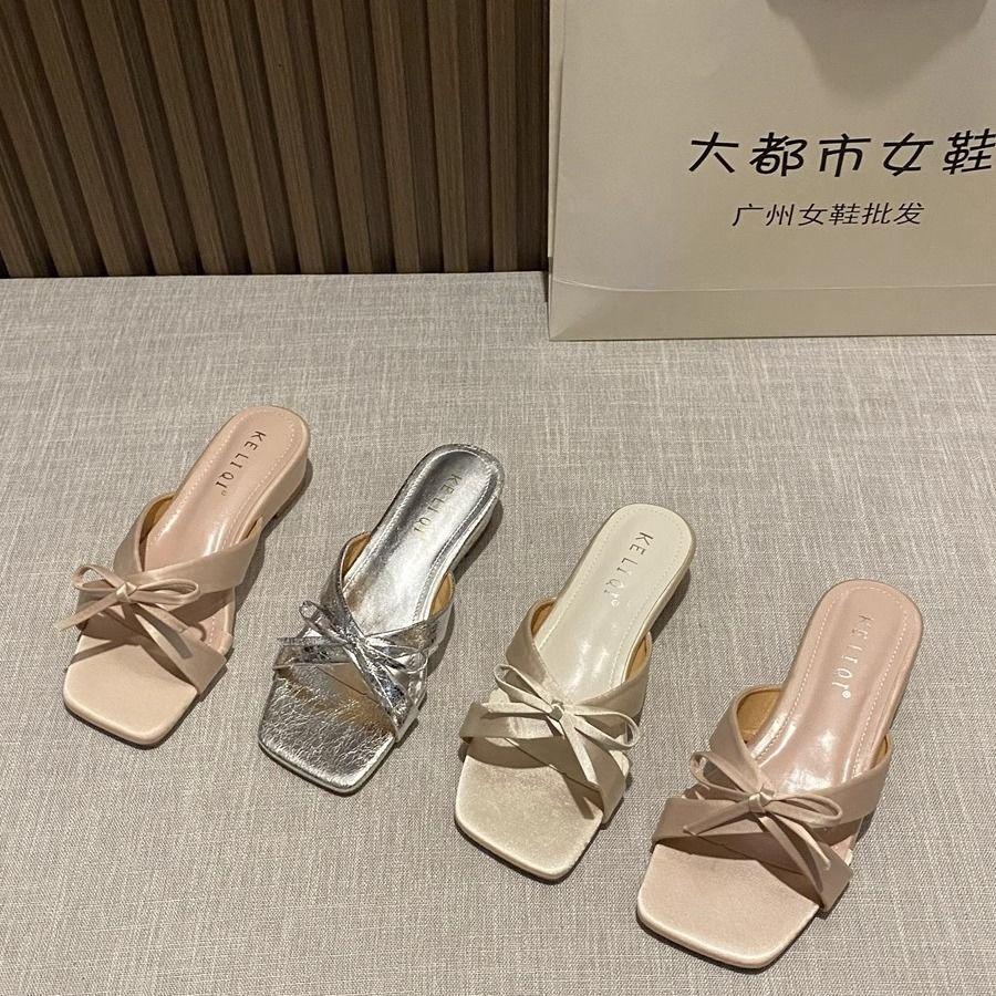 French square head open-toed cool slippers women's outer wear 2025 spring and summer new super gentle fairy style with skirt sandals