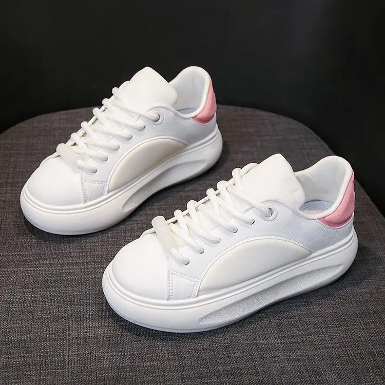 

Модные женские кроссовки 2024 года, модные женские туфли на платформе, дизайнерские розы, толстая подошва, повседневные, новые летние туфли из искусственной кожи на шнуровке, базовые, для отдыха, Rou 35 розовый