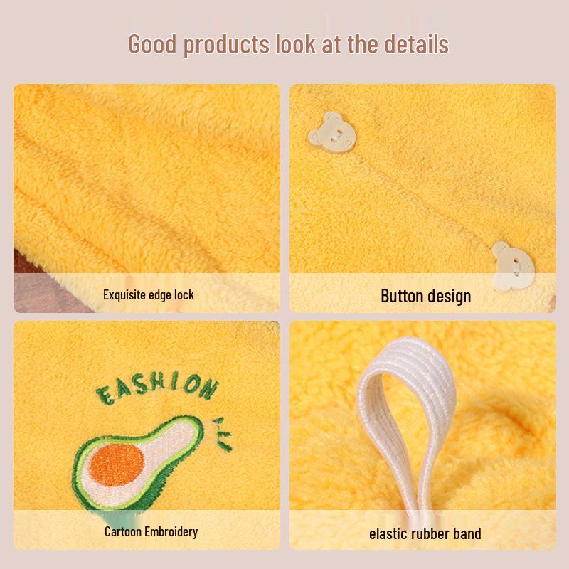 Quick-Drying Coral Fleece Embroidered Hair Drying Towel Cap for Women