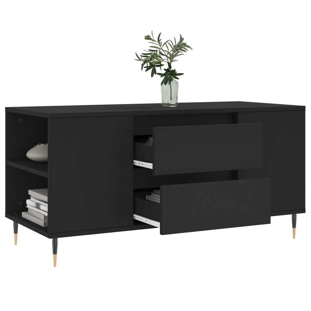  Coffee Table, Black, 102x44.5x50 Cm, Wood-based Material