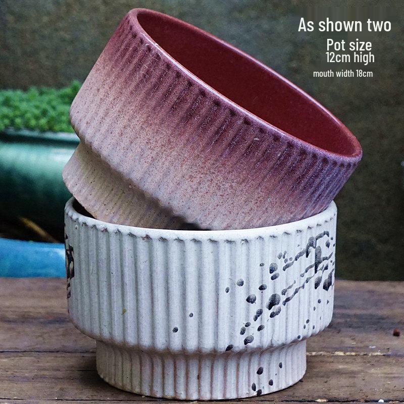 Stor Handgjord Keramik Kruka för Suckulenter och Grönska, Andningsbar Lerkruka i Lila Lera