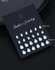 24 Pcs Shiny Zircon Stud Earrings Set for Women Daily Versatile Chic Silver Color Crystal Water Drop Ear Jewelry Accessories New