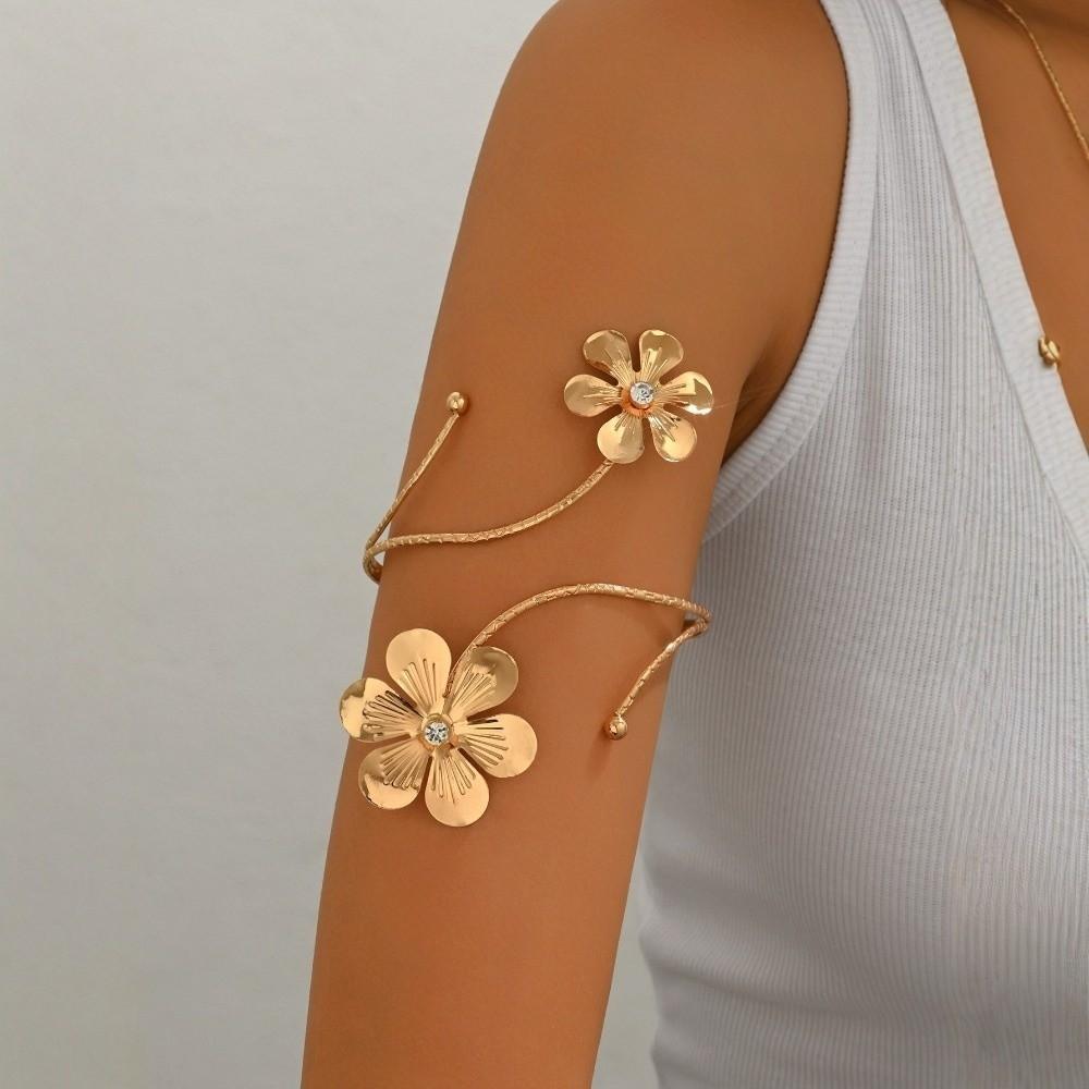 Adjustable Open Arm Bangle Floral Armband Vintage Flower Bracelet  Party