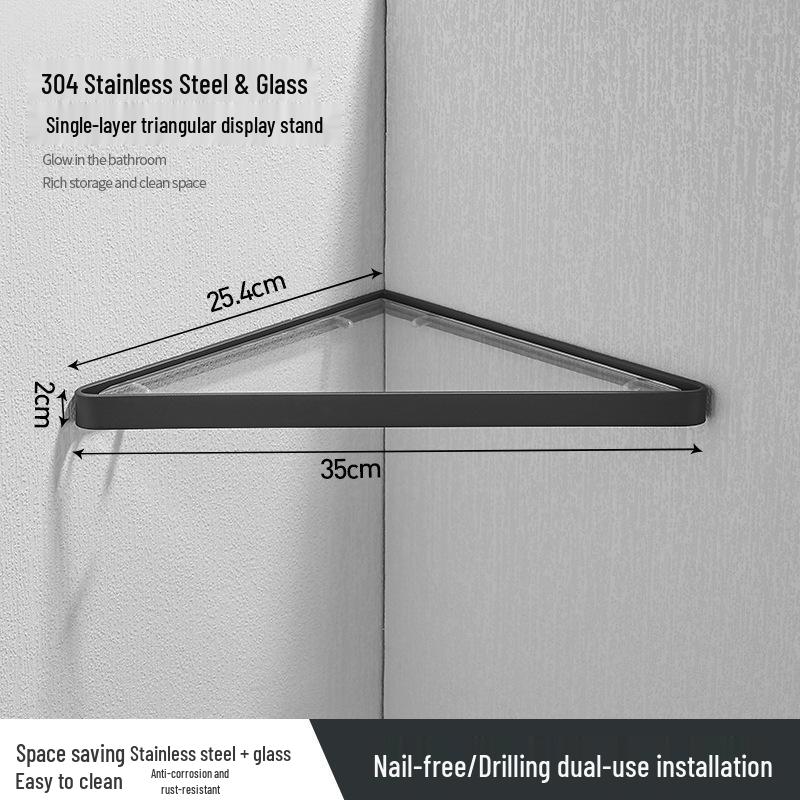 

Stainless Steel No-Drill Corner Bathroom Shelf