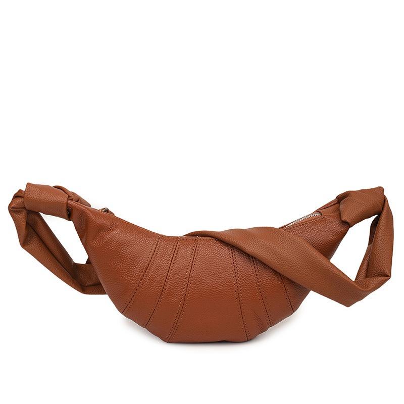Retro croissant bag, soft leather, one-shoulder cross-body dumpling bag, niche design, armpit baguette, leather bag, girl