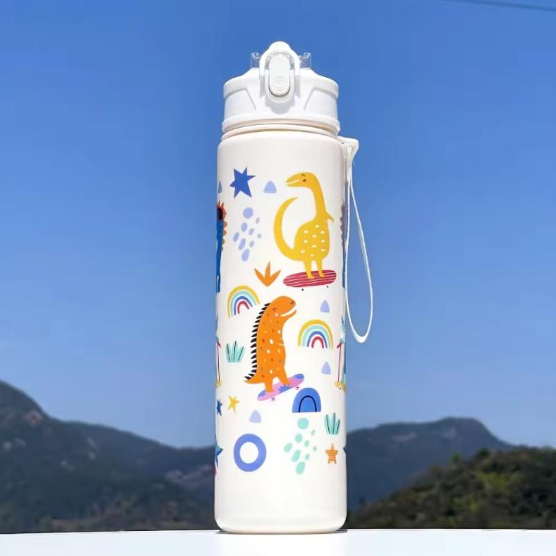 780ML Kids Water Sippy Cup Creative Cartoon Cup with Straws Leakproof Water Bottle Outdoor Portable Children's Plastic Water Cup