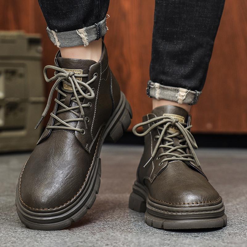 Mens Low Top Sneakers Genuine Leather Male Walking Boots New Men's Motorcycle Boots New Arrival Outdoor Men Basic Boots