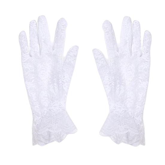 

1 пара свадебных перчаток, кружевные перчатки с цветочным узором, однотонные женские митенки, элегантные перчатки короткого стиля для свадебной вечеринки, выпускного вечера B белый