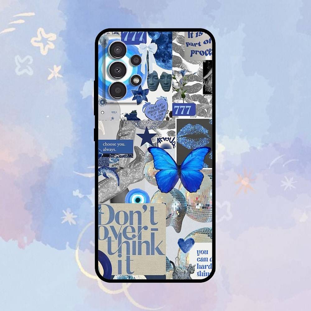 

AAA Evil Eye Butterfly Collage Phone Case For Samsung Galaxy A73,A72,A71,A70,A53,A52,A51,Others Soft Black Cover Samsung a71 5g
