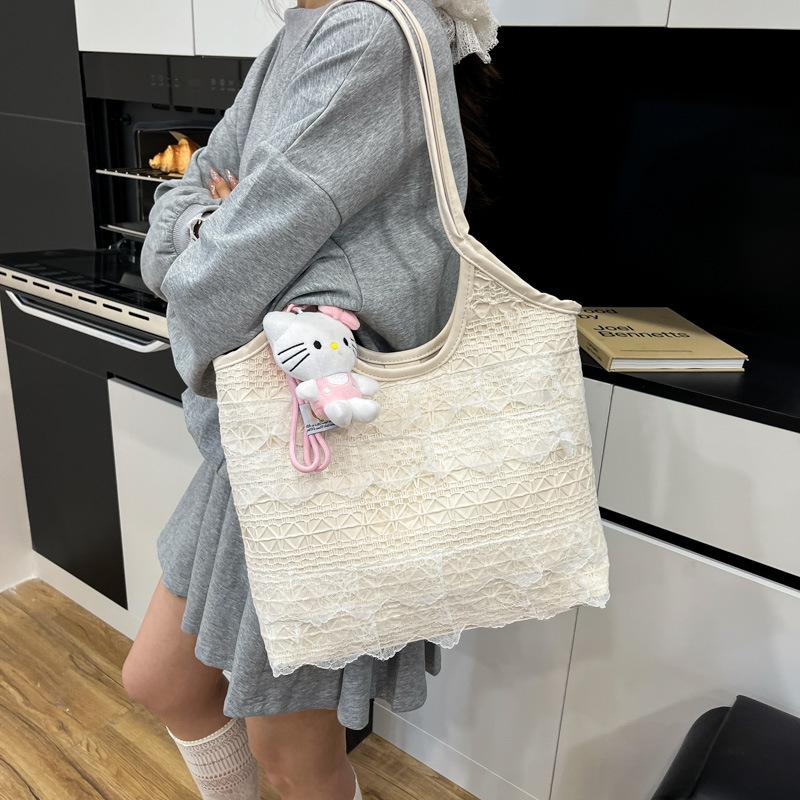 Niche Design Lace Shoulder Bag Women's New Large-capacity High-value Daily Commuter Tote Bag
