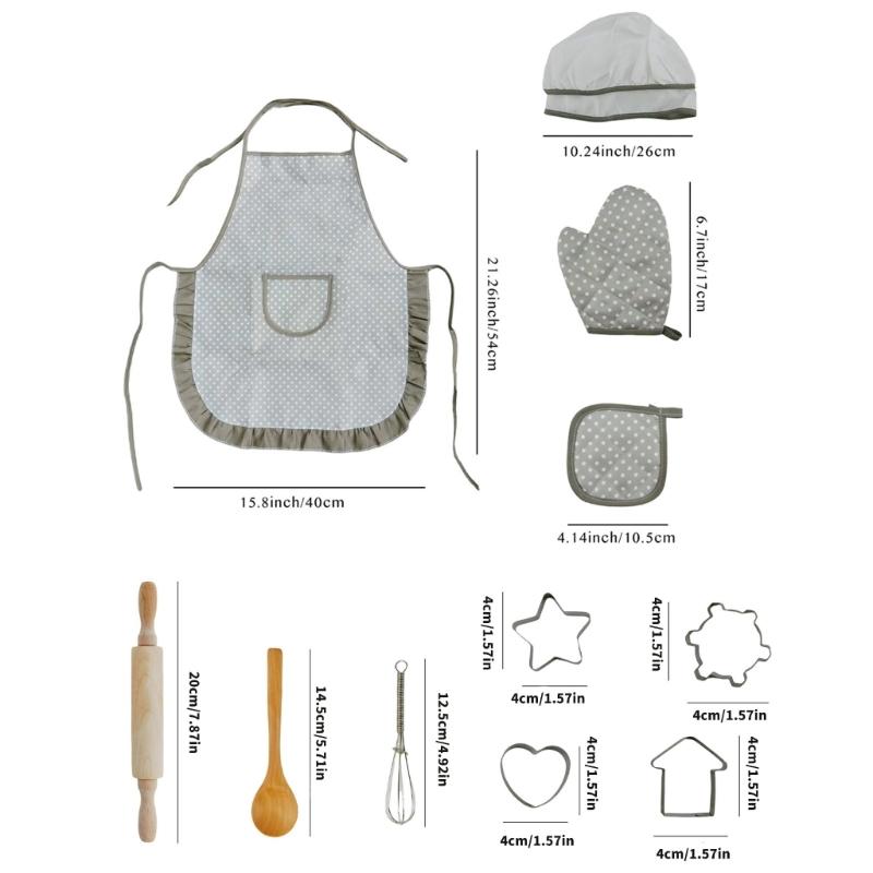 11Pcs Baking Costume Kitchen Apron Kits Pretend Play Cooking Toy For Children Imaginative Play Parent Child Interaction