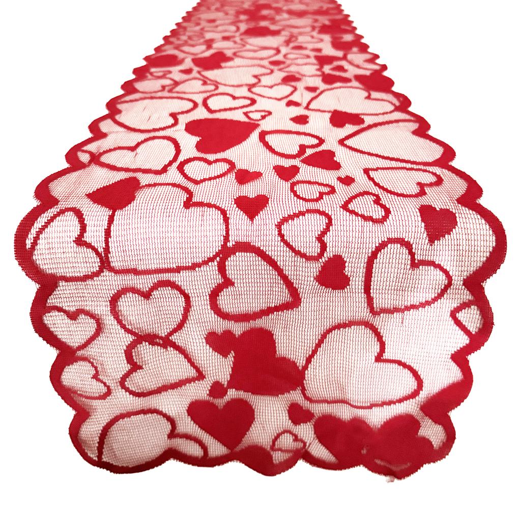 1Pc Valentine's Day Love Lace Table Flag Placemat Set Wedding Red Wine Bottle Festive Tablecloth Home Decoration