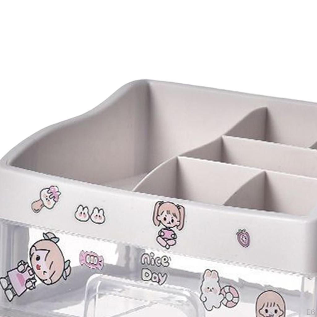 Makeup Desk Organizer with Drawers Display Case Brush Holder Rack Clear Sundries Storage Box for