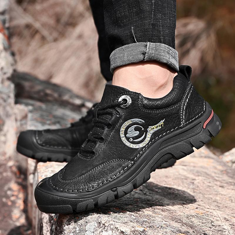Autumn Winter Men's Trekking Sneakers Comfortable Leather Hiking Shoes For Men Climbing Shoes Outdoor Non-slip Walking Shoes Men