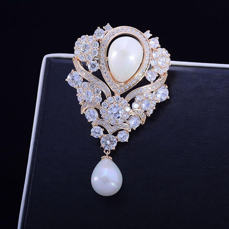 Droplet Style Brooch Simulation Pearl Coat Dress Accessories