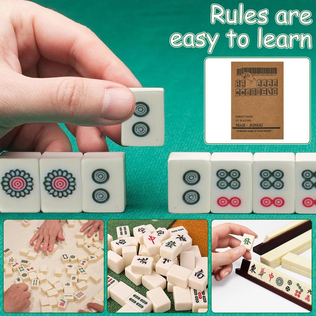 Mini Chinesisches Mahjong Set Reise Mahjong Spiel Set mit 146 Steinen Traditionelles Chinesisches Spiel für Reise Party Familientreffen