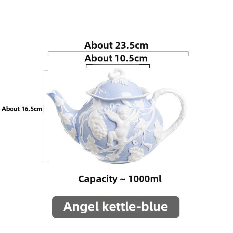Emboss Ceramic Teapot Black Tea Cup Saucers Set Retro Afternoon Tea Coffee Cup Saucer Couple Cup Set Home Creative Drinkware Mug