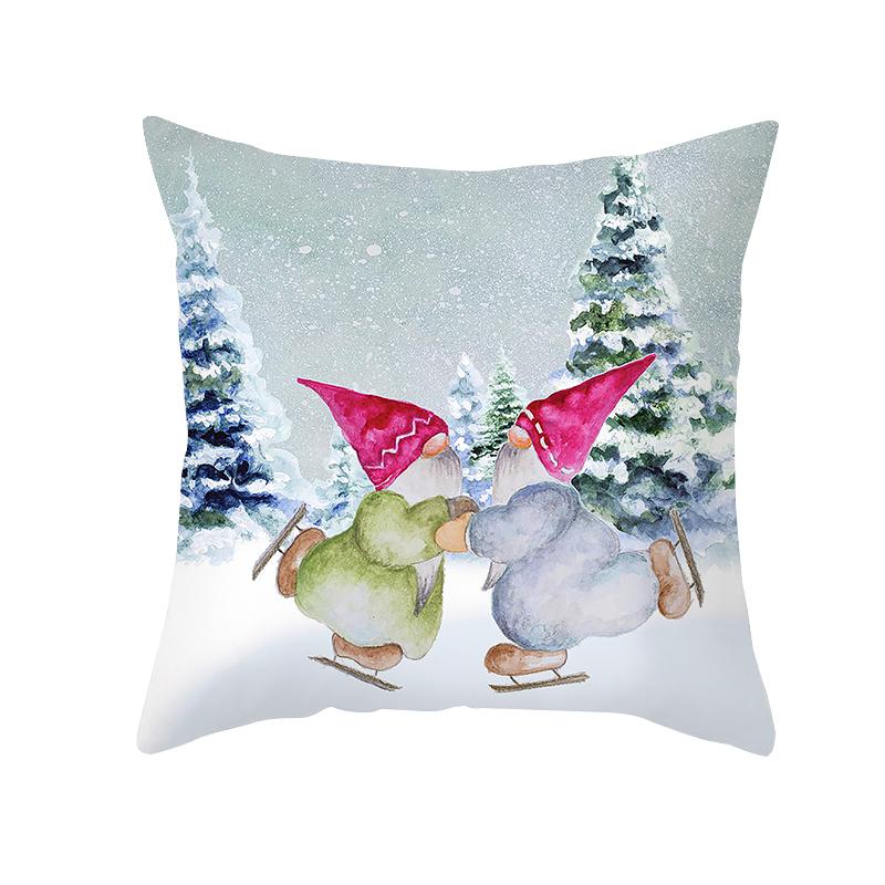 Christmas Cushion Cover Gnome Santa Sleigh Sofa Pillowcase  Decorations Navidad