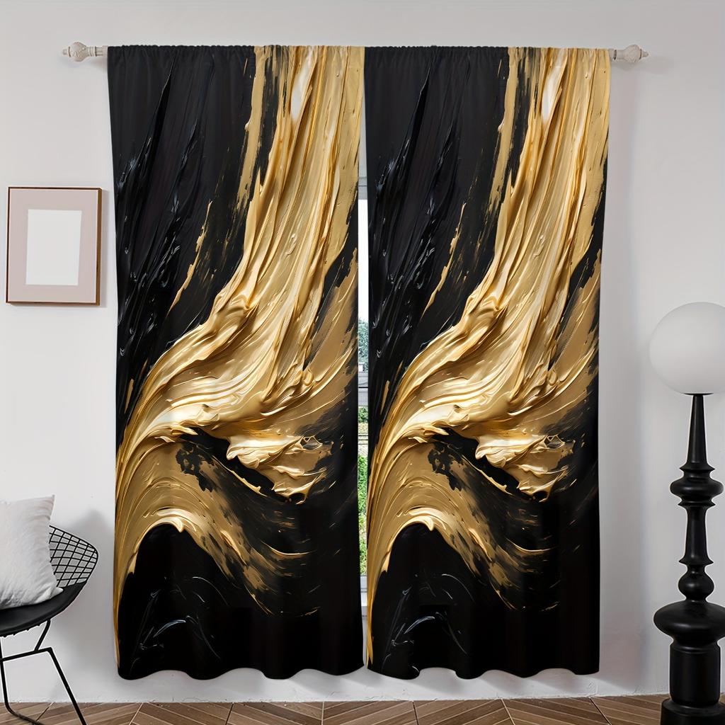 2-teiliges Set Elegante Marmoroptik Frau Digitaldruck Vorhänge Stangentasche für Wohnzimmer Schlafzimmer Fenster Klassische Heimdekoration
