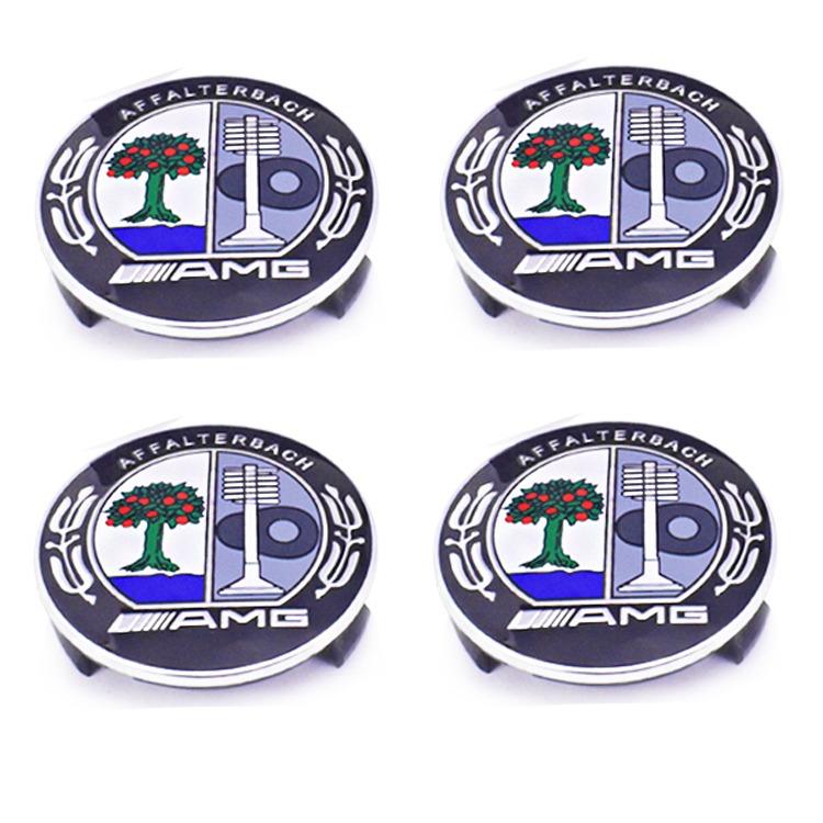 Hub Cap 4PCS 75mm*68mm Car Emblem Wheel Hub Center Cap Sticker Rim Badge Cover For Mercedes Benz GLE63 CLS63 GLC63 W204 AMG Stickers