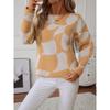 Women S Crew Neck Pullover Knit Sweater Geometric Pattern Basic Wear