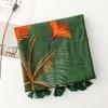 Ladies Scarf Thin Silk Scarf Spring Summer Tropical Plants Flowers Bugs Birds Bali Yarn Women Tassel Shawl