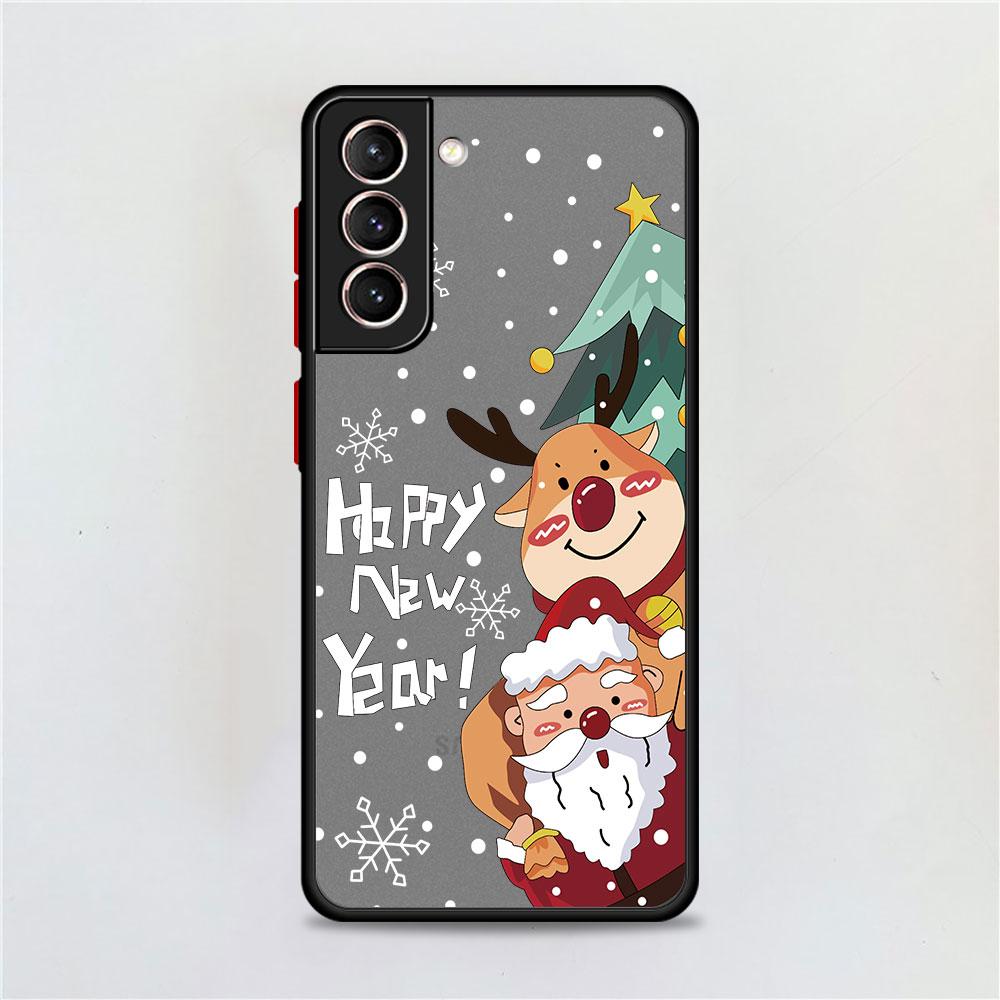 Matný kryt s motivem sněhu a veselými Vánocemi pro Samsung Galaxy S22 S20 S21 FE S10 S9 Plus S8 Capa Note 20 Ultra 10 Lite Phone Fundas