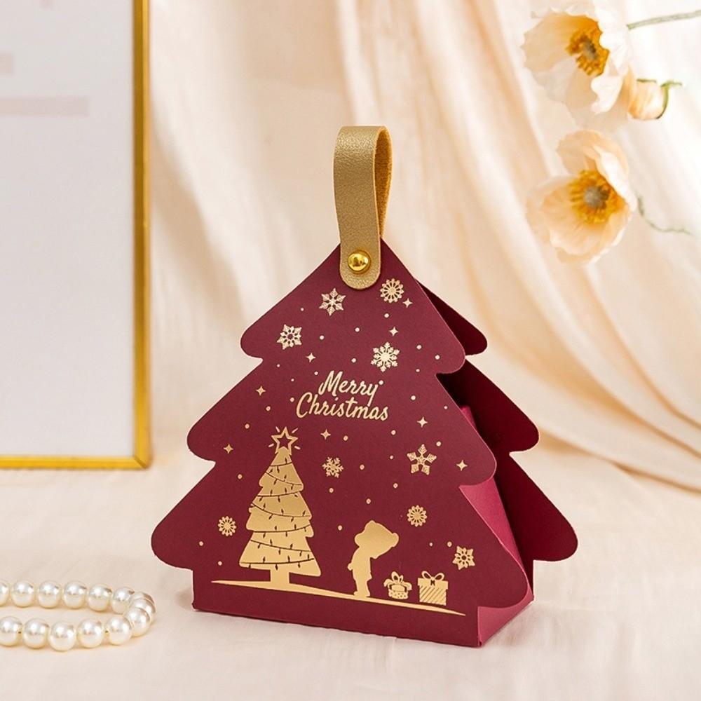 5pcs Triangle Shape Cookie Packaging Box Cardboard Holiday Gift Packaging  For Christmas Party