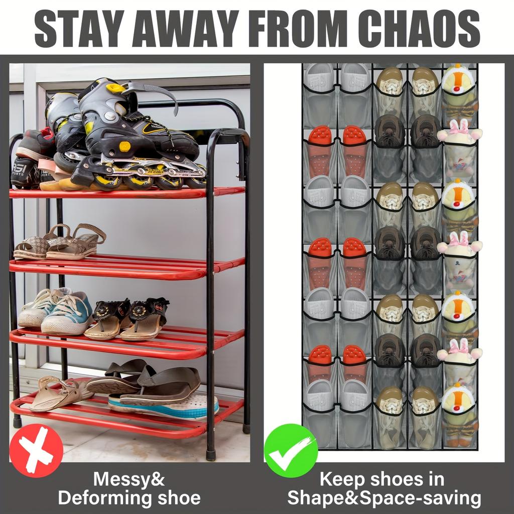 40-Pocket Over-Door Organizer, Grid Shoe Holder. For Bedroom, Bathroom, Closet & Office. Space-Saving Storage Solution.