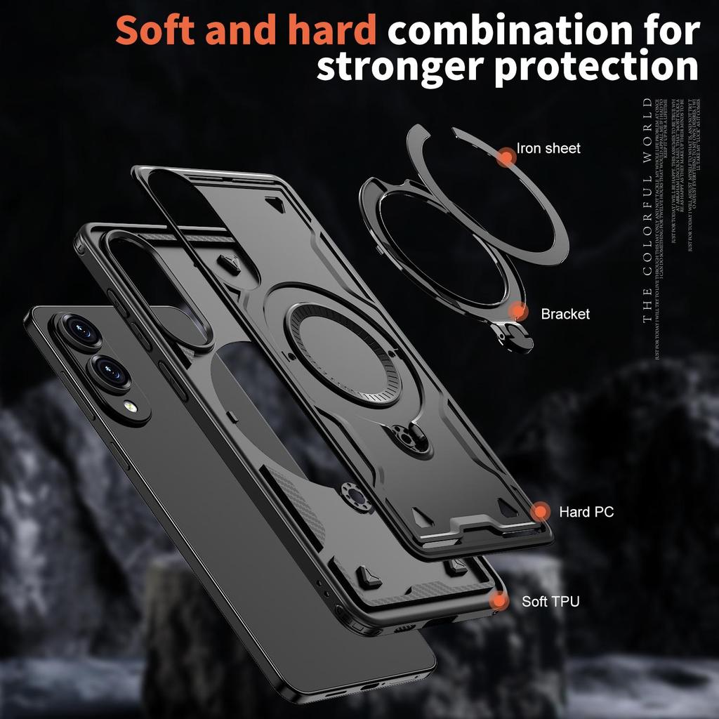 For Samsung Galaxy S25 Edge Rotating magnetic ring holder, phone case protective cover